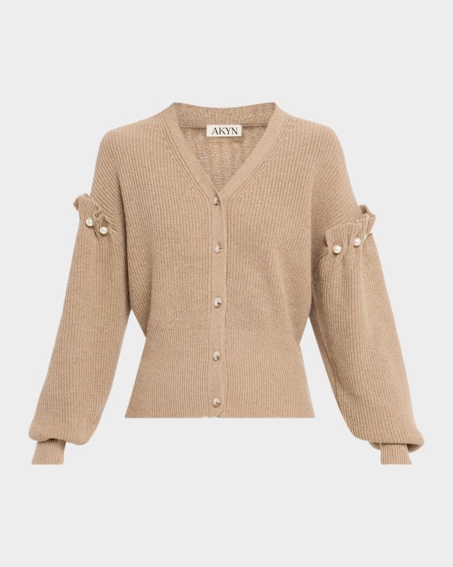 Zelia Knit Faux-Pearl Cardigan